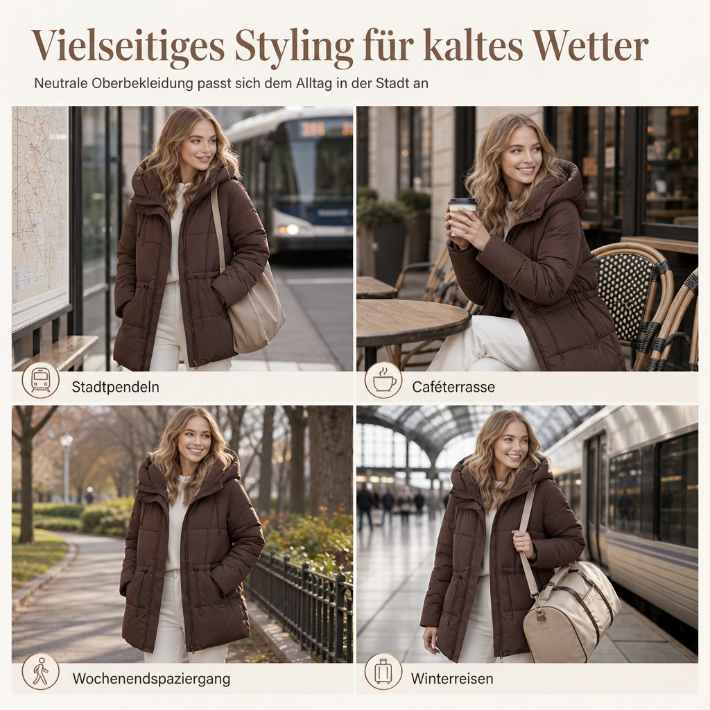 ✈Neu eingetroffen – jetzt versandkostenfrei!✈Langer gepolsterter Kapuzenmantel für Damen