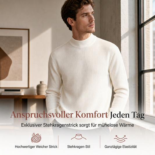 📦 Täglich 500+ Pakete versendet! Herren-Strickpullover mit Stehkragen in Unifarben