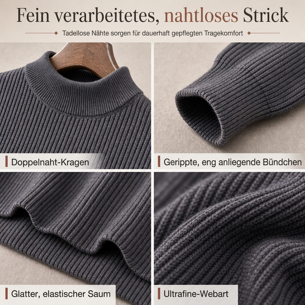 📦 Täglich 500+ Pakete versendet! Herren-Strickpullover mit Stehkragen in Unifarben