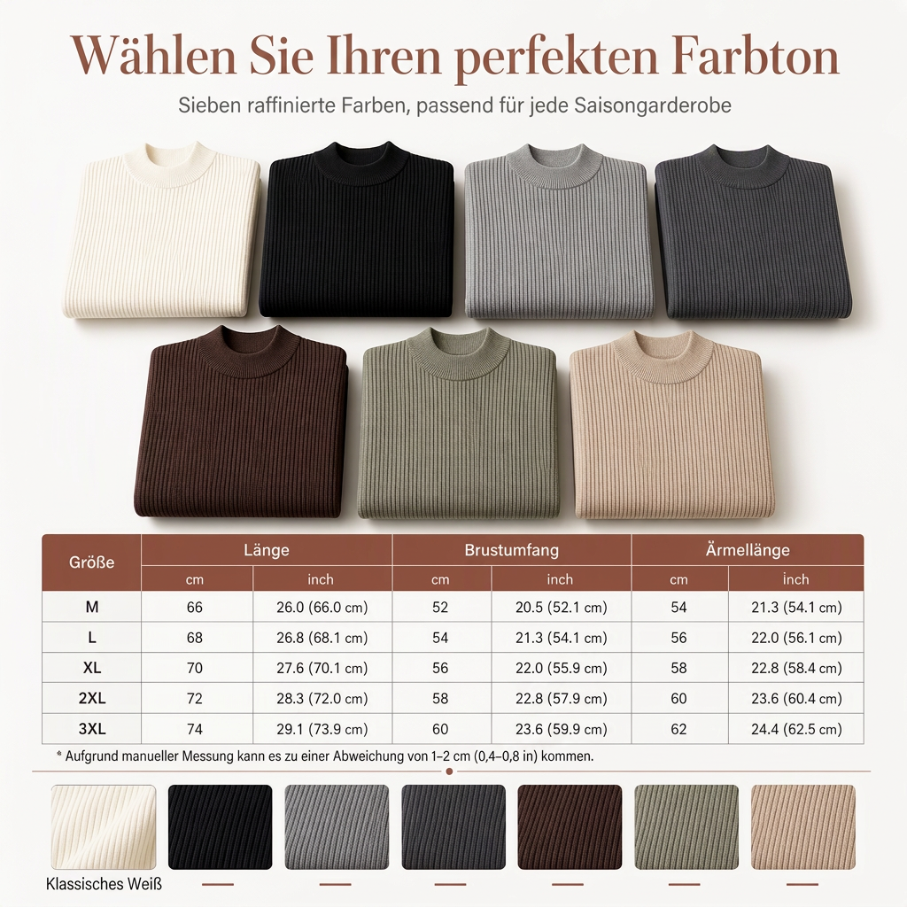 📦 Täglich 500+ Pakete versendet! Herren-Strickpullover mit Stehkragen in Unifarben