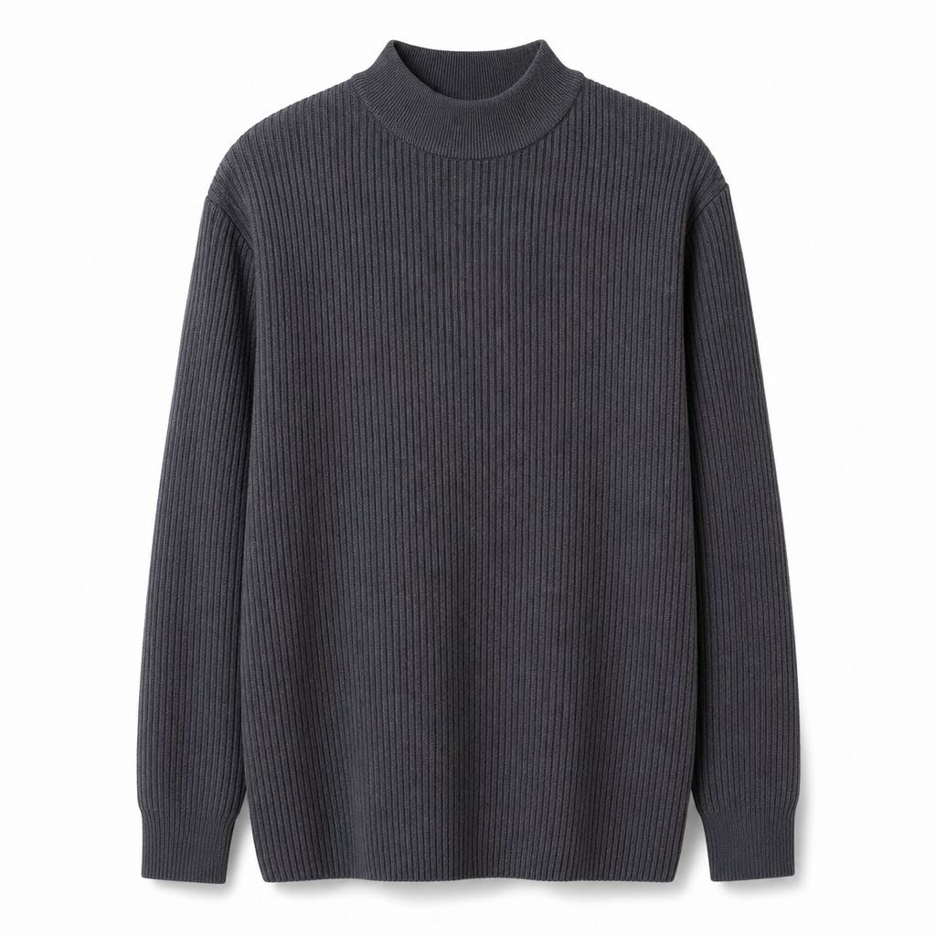 📦 Täglich 500+ Pakete versendet! Herren-Strickpullover mit Stehkragen in Unifarben